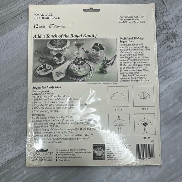 Jolee's Boutique Artisan Paper 12 Pack & Royal Lace 8" Red Heart Lace Doilies - Picture 9 of 9
